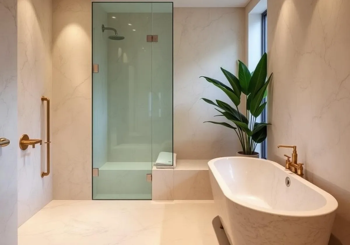 Travertine wet room