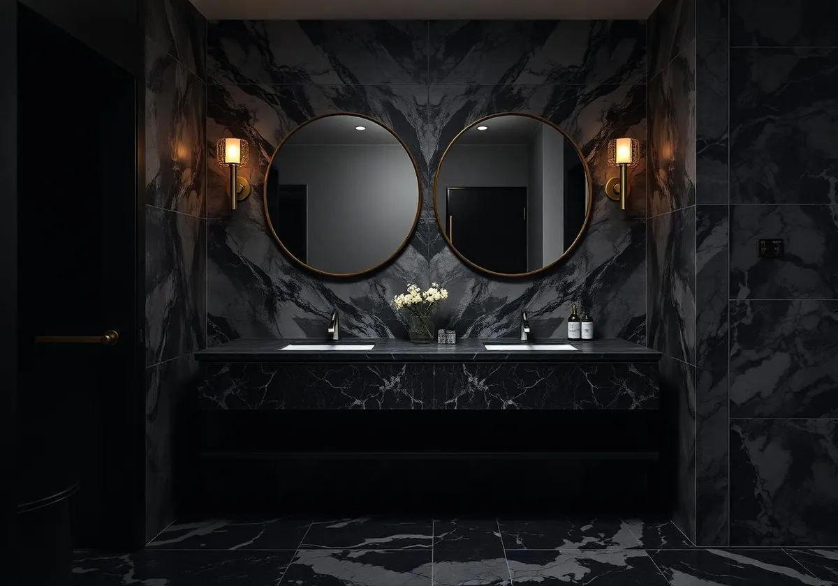Bookmatched vanity wall