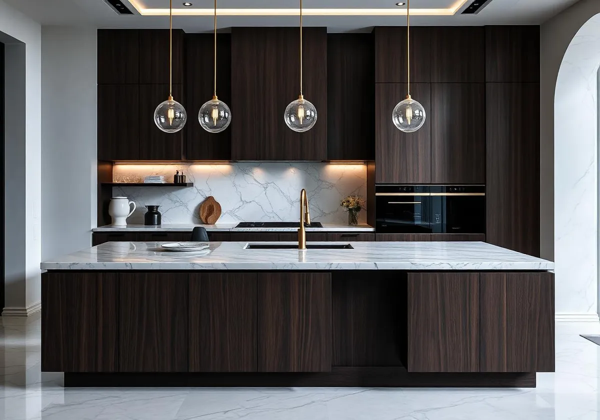 Walnut & marble island